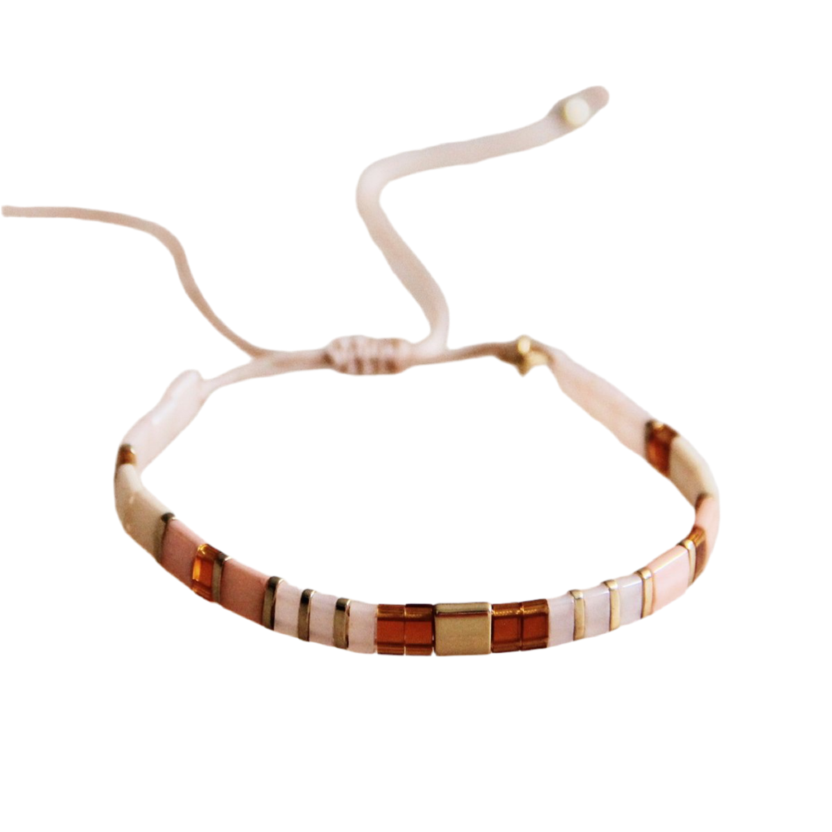 FW156: Tilabead armband zalm/roest/nude/verguld