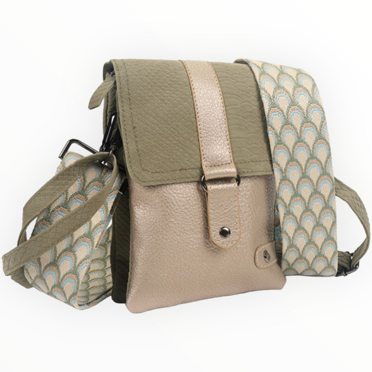 Groen crossbodytasje / schoudertasje Portofino met extra verwisselbare band