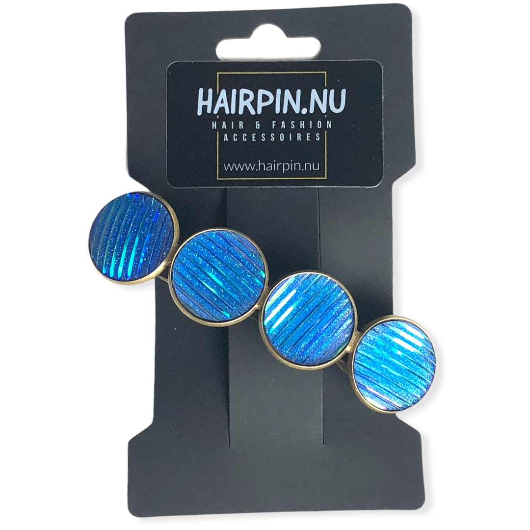 Color Hairclip XL glas cabochon haarspeld shine blauw 043 - HAIRPIN.NU