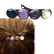 Color Hairclip XL glas cabochon haarspeld 081 zwart/roze