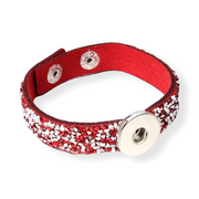 Armband rood glossy clicks /buttons incl. 3 gratis buttons naar keuze