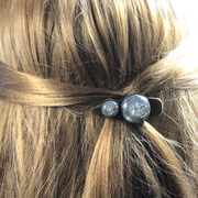 Hairclip cabochon grijs/goud - HAIRPIN.NU