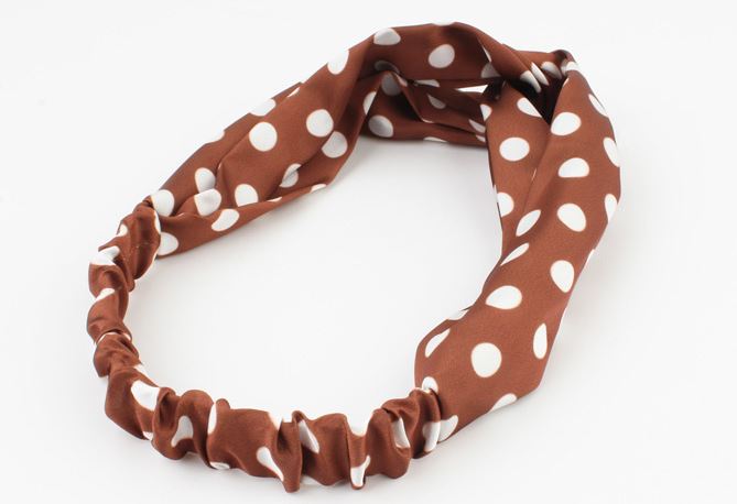 Bruin dots haarband / bandana met elastiek