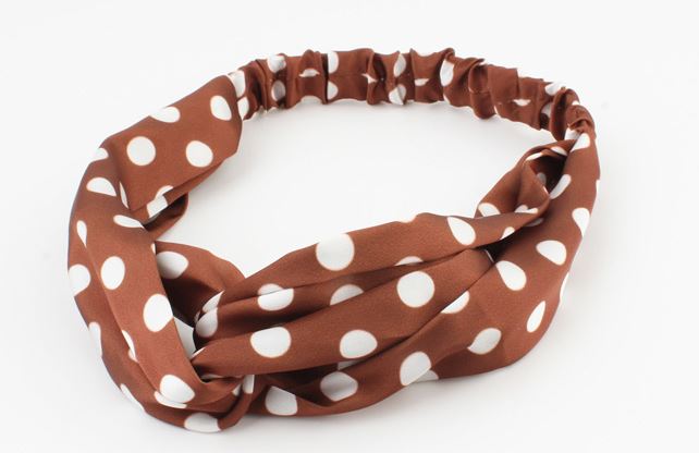 Bruin dots haarband / bandana met elastiek