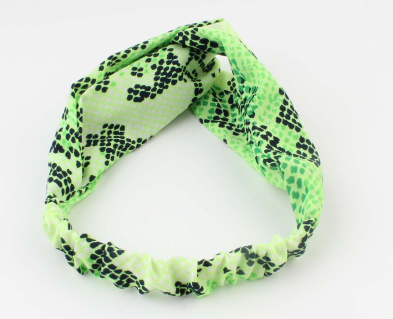 Groen print haarband / bandana met elastiek - HAIRPIN.NU