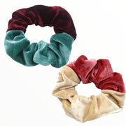 Set 2 scrunchies haarelastieken velvet duo colors - HAIRPIN.NU