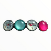 Color Hairclip XL glas cabochon haarspeld roze,turquoise,Ibiza 0111