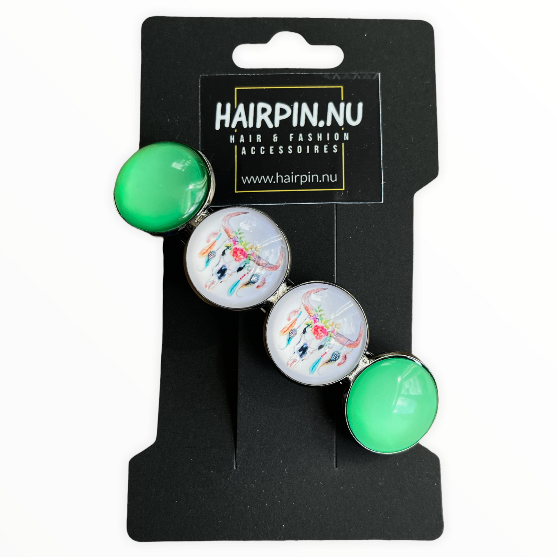 Color Hairclip XL glas cabochon haarspeld Ibiza groen 0109