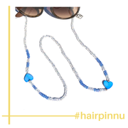 Brillenkoordje blauw love - HAIRPIN.NU