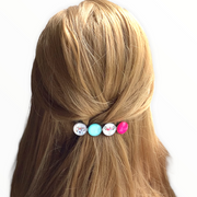 Color Hairclip XL glas cabochon haarspeld roze,turquoise,Ibiza 0111