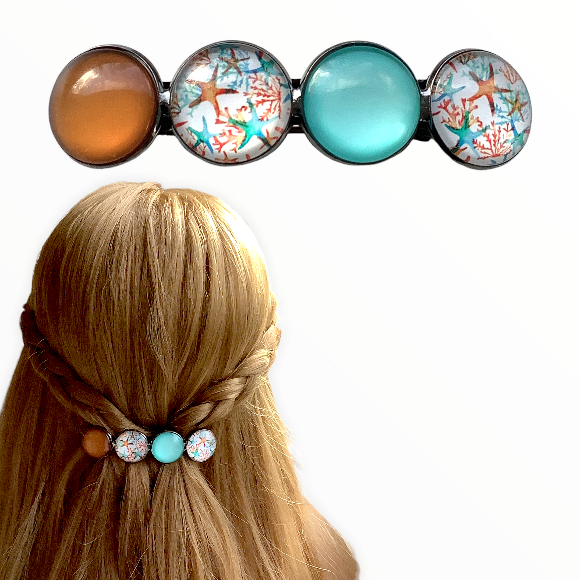 Color Hairclip XL glas cabochon haarspeld Ibiza style