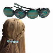 Color Hairclip XL glas cabochon haarspeld groen Ibiza 0112