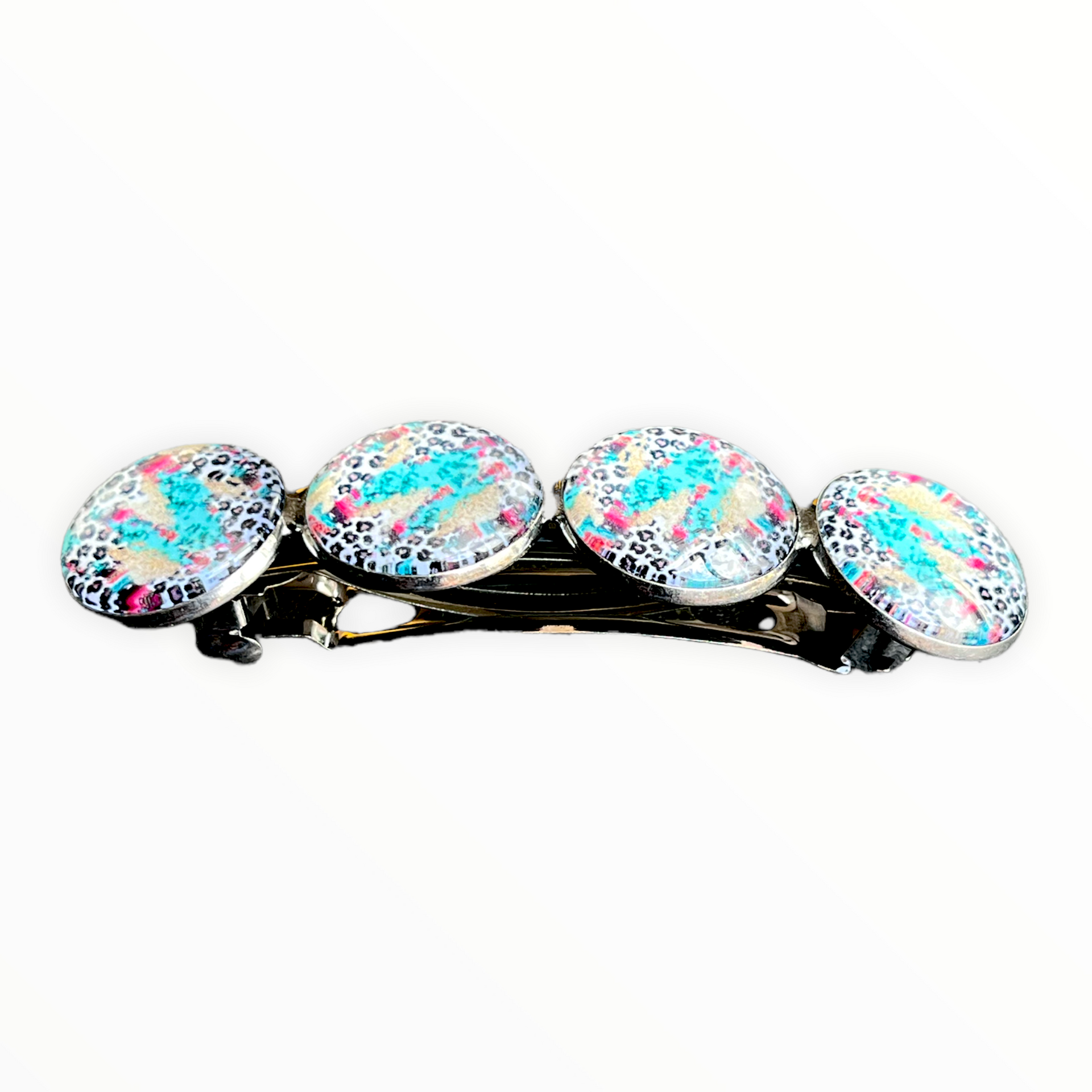 Color Hairclip XL glas cabochon haarspeld zomerprint 0108