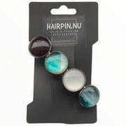 Color Hairclip XL glas cabochon haarspeld zwart,wit,turquoise 0106