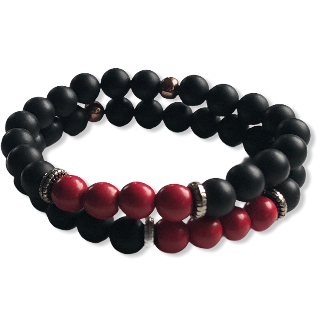 Armband set Black Onyx Rouge - HAIRPIN.NU