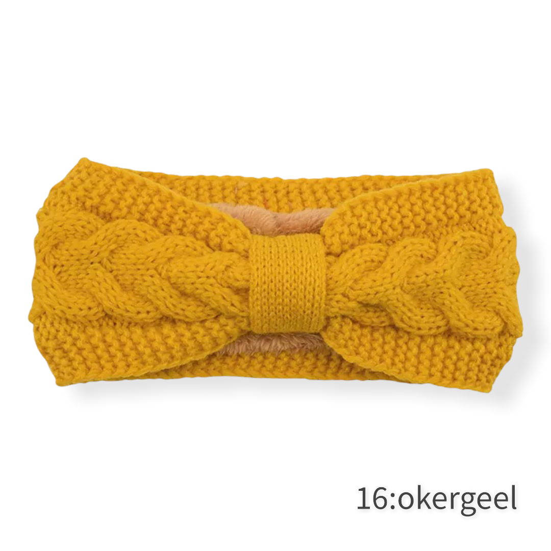 Haarband / Oorwarmer winterwarm breisel met fleece voering - HAIRPIN.NU