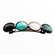 Color Hairclip XL glas cabochon haarspeld zwart,wit,turquoise 0106