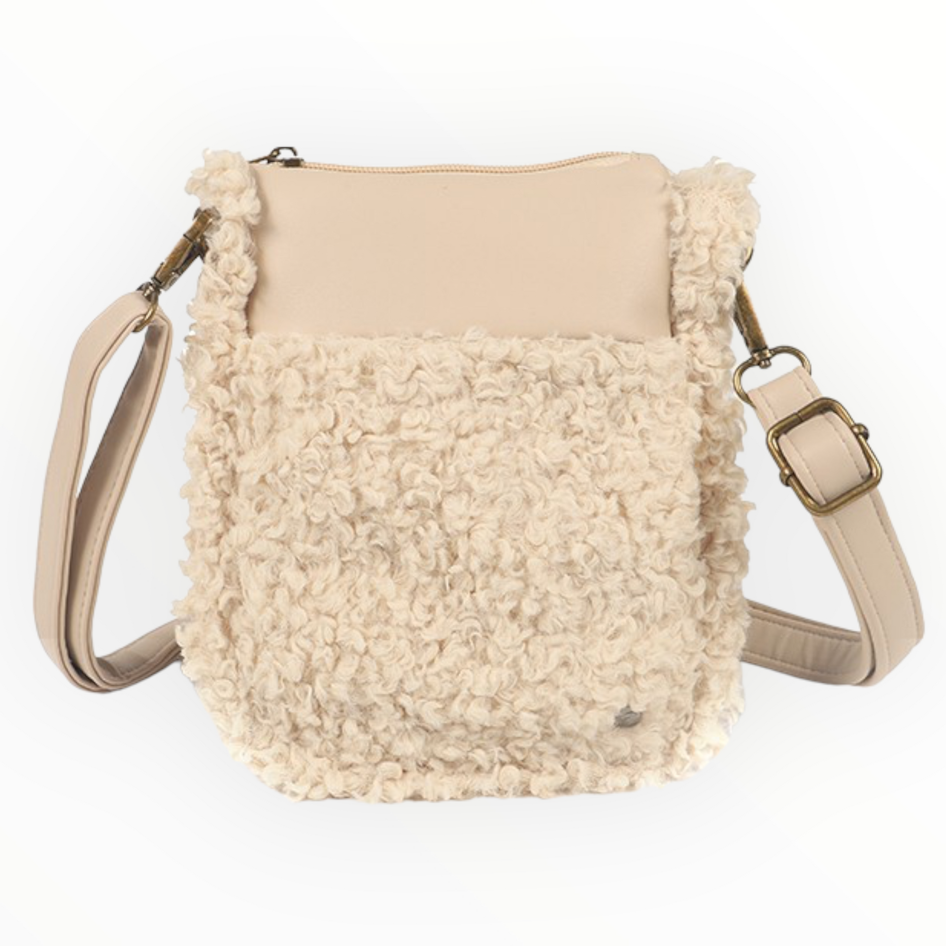 Naturel teddy schoudertasje / crossbody Askim - HAIRPIN.NU